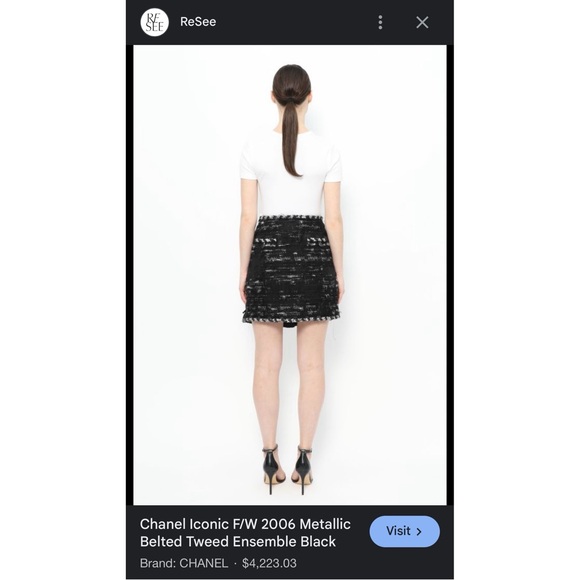 💕 CHANEL cashmere wool 2006 tweed mini skirt Fall 06A rare bouclé black pink - Picture 14 of 16